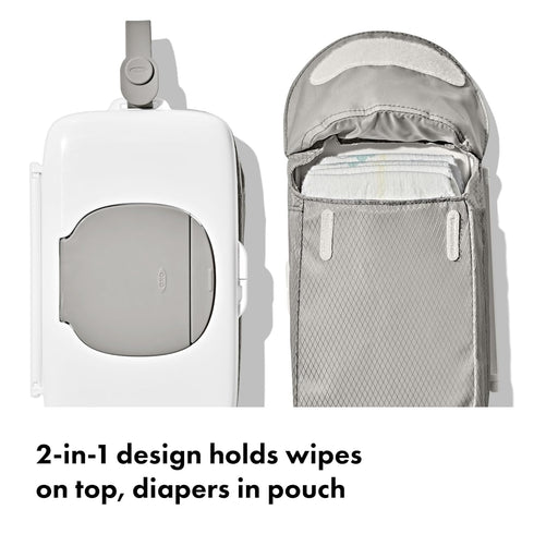 On-The-Go Wipes Dispenser with Diaper Pouch in Gray