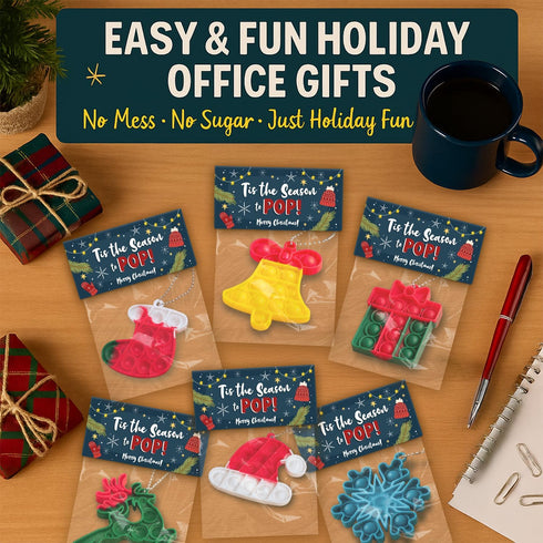 30 Pack Bulk Christmas Gifts for Students, Christmas Pop It Fidget Toys for Kids Classroom, Prizes, Stocking Stuffers