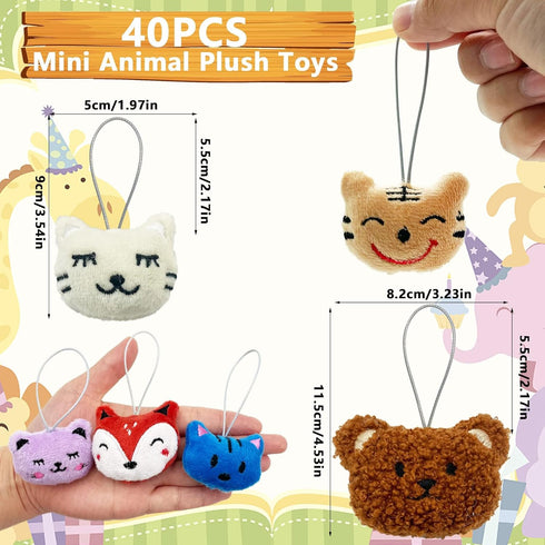 40 PCS Mini Animal Plush Toys Set, Cute Small Stuffed Toy Keychains for Party Favors and Goody Bags