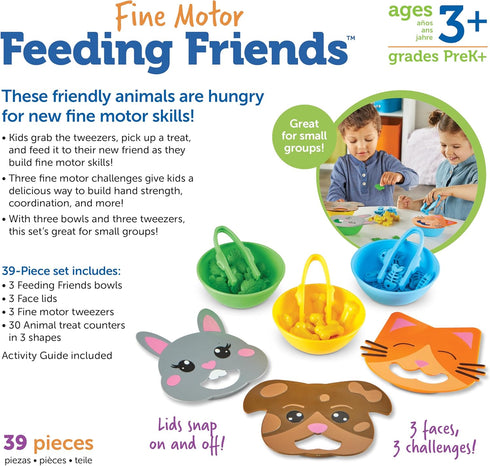 Learning Resources Fine Motor Feeding Friends, 39 Pieces, Toddler Toys, Montessori Preschool Learning Activities