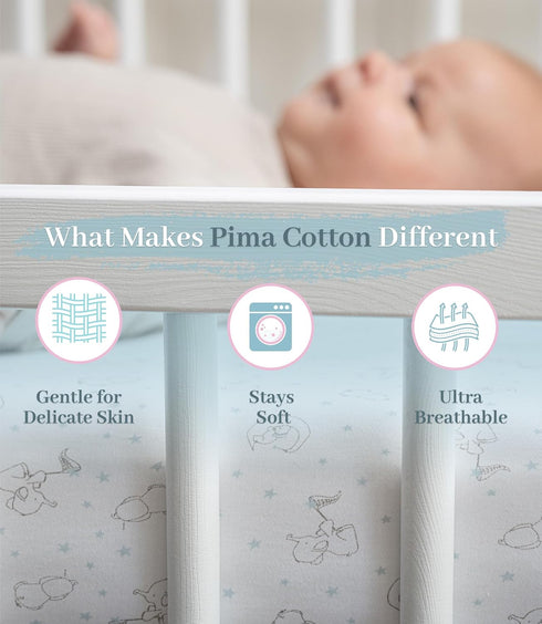Pack 24x38 27x39 100% Mini Crib Sheet for n Play & Peruvian Pima Cotton Softer Than Muslin Breathable & Hypoallergenic