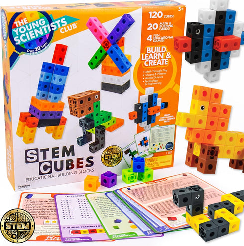 STEM Cubes, 100+ Math Manipulatives for Kids Ages 4-8, 4-in-1 Educational Games for Learning Through Play