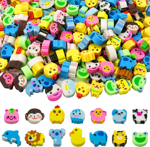 300 Pieces Animal Mini Erasers for Kids, Assortment Novelty Pencil Erasers Bulk for Classroom Rewards Prizes