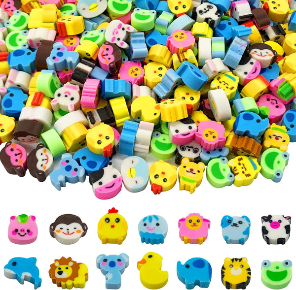 300 Pieces Animal Mini Erasers for Kids, Assortment Novelty Pencil Erasers Bulk for Classroom Rewards Prizes
