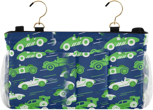 miaozhen Cartoon Cars Dark Blue and Green Bedside Storage Bag Hanging Organizer Rocking