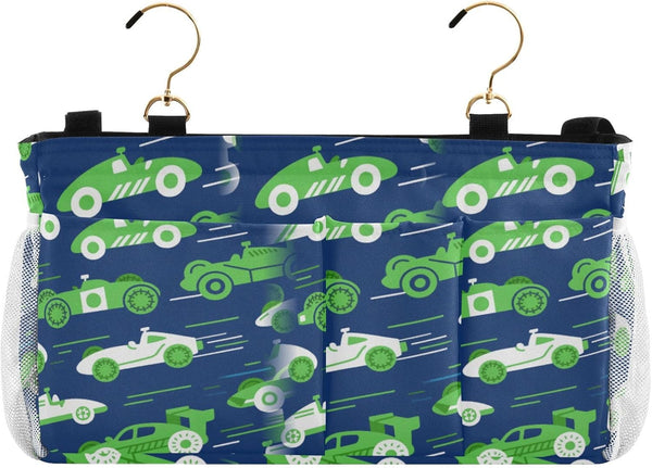 miaozhen Cartoon Cars Dark Blue and Green Bedside Storage Bag Hanging Organizer Rocking