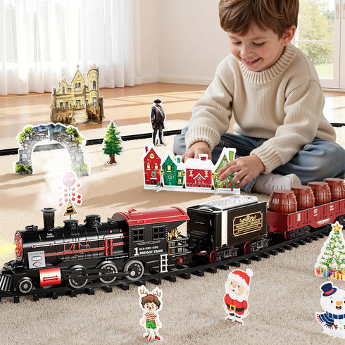 NIPLOOOW Set 3-5, 3 4 5 6 7 8 Train for Kids Electric Train Toy with Realistic Sound, Lights and Smoke for Under