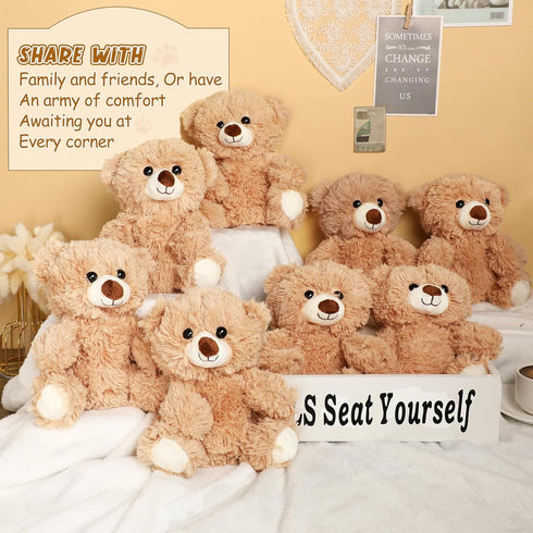 8 10 Inch Jenaai Pcs Bear Stuffed Animals Bulk Cute Baby Shower Small Plush Bears Party Favors for Baby Shower Wedding