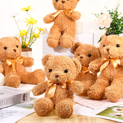 8 Packs Cute Bear Stuffed Animals, 12 Inch Soft Plush Bears with Bow Ties for Kids Birthday Party Gift Favors