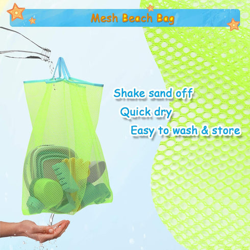 Set RACPNEL Beach Toys Sand for Kids, Collapsible Bucket and Shovels with Mesh Bag, Molds, Flags, Sandbox Kids