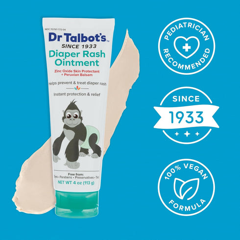 Talbot's 4 oz Dr. Baby Diaper Rash Ointment - - Zinc Oxide Skin Protectant with Peruvian Balsam - Treats and Prevents