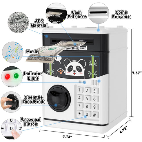 JUNEU 3 4 5 6 7 8 Piggy Bank for Kids, Year Old Boys Toys, Electronic Money Saving Box for Kids, Mini ATM Coin Bank