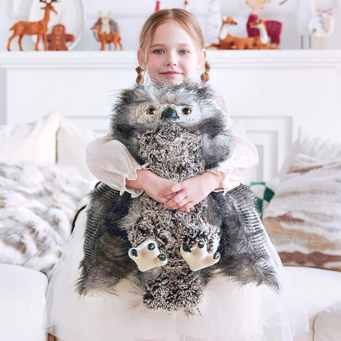 17 Inches IKASA Lifelike Giant Owl Stuffed Animal Plush Toy, Large Big Size Cute Soft Huge Plushie Toys for Kids Girls