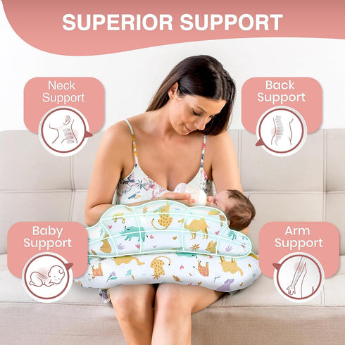 PILLANI Nursing Pillow for Breastfeeding, Breast Feeding Pillow with Security Fence for Enhanced Comfort, Baby Registry