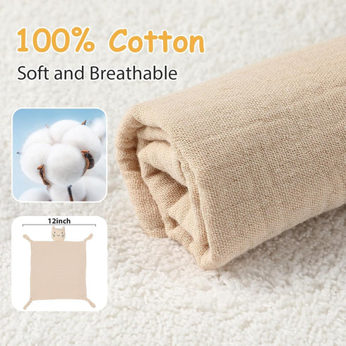 Cat Loveys for Baby, Muslin Security Blankets for Babies, Soft Breathable Cotton Snuggle Animals for Newborns