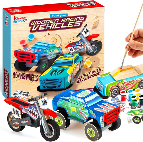 JOYIN Kids Craft Kit, Build & Paint Your Own Wooden Race Car, DIY Toy Craft Kit for Kids