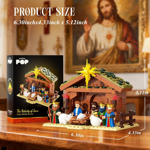 SHAREHB Set, 252PCS 6 6-12+ Jesus Building Block Easter Nativity Building Kit, Bible Story Jesus Figures Toys(Includes