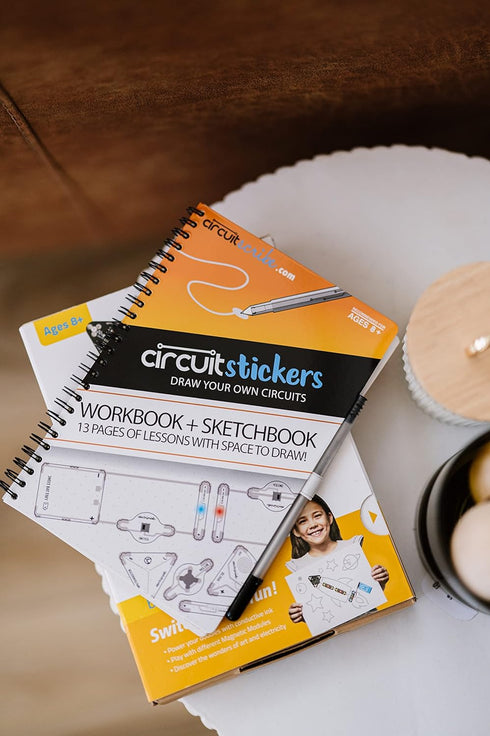 Circuit Scribe Sticker Kit - Circuit Drawing Conductive Ink Pen & 11 Electronic Sticker Modules for Ages 8+