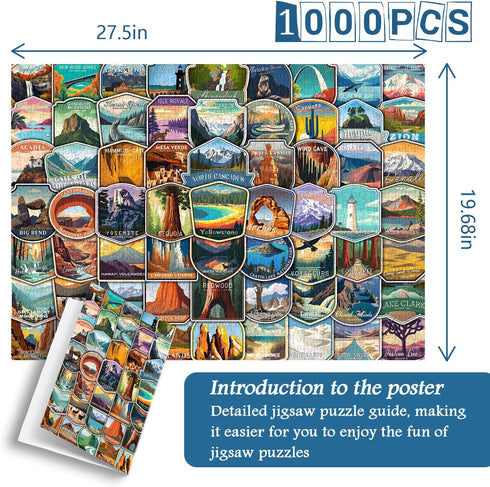 PICKFORU National Parks Puzzles for Adults, 1000 Pieces and up, Yellowstone Yosemite Zion Glacier Decor
