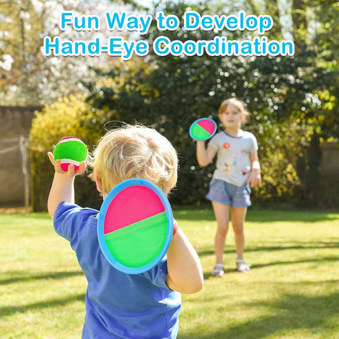 Toss and Catch Ball Set, Kids Outdoor Beach Toys for Classic Games, Yard Games for Ages 3-10