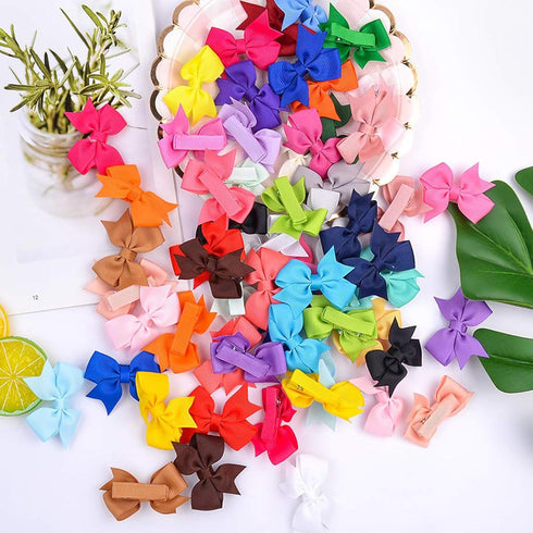 Hair Clips for Girls, 80PCS Fully Lined Tiny Alligator Bows in Pairs for Infants and Toddlers