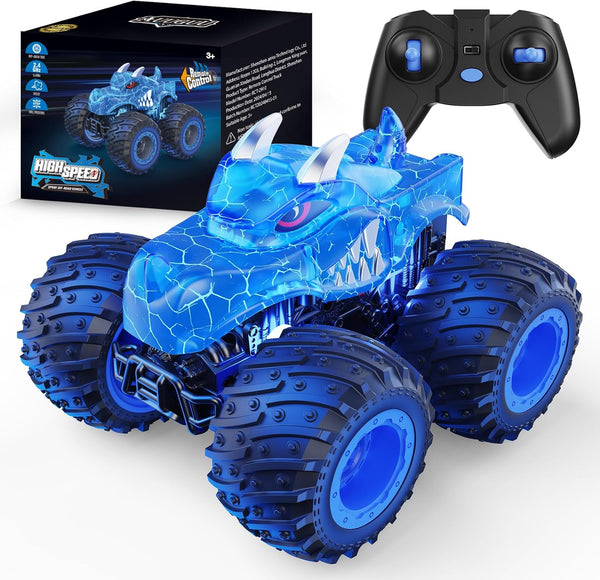 AUUGUU Remote Control Car, 2.4GHz Monster Trucks Toys with Light Spray, Birthday