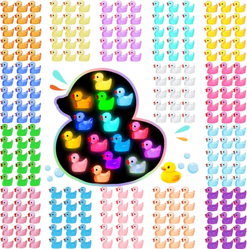 225 Pcs Luminous Mini Resin Ducks: Tiny Duck Glow in the Dark for Garden Micro Landscape and Dollhouse Decor.