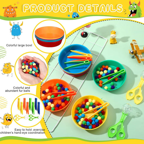 142 Set 12 8 2 120 Counting Zhanmai Pcs Fine Motor Skills Toys Handy Scooper Sensory Bin Filler Sorting Bowls Tweezers