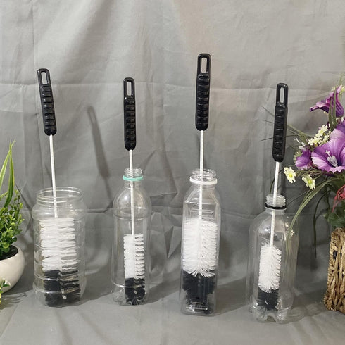 4, Set Coralpearl Bottle Brushes Thin Long Handle X Utility Skinny Wire Cleaner Big Small, Bendable Flexible