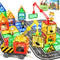 Kids Games Magnetic Tiles with 2 Cranes Construction Toys Set for Boys Girls Ages 3-13, Outdoor Sensory Toys
