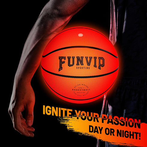 Rechargeable LED Light Up Basketball, Glow in the Dark Sports Basketball with Accessories for Boys