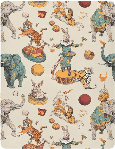 Pigsaly 27x39 Inch Crib Sheets Elephants Rabbits Tiger Vintage Circus Baby Sheet for Standard Crib Mattress Boys Girls