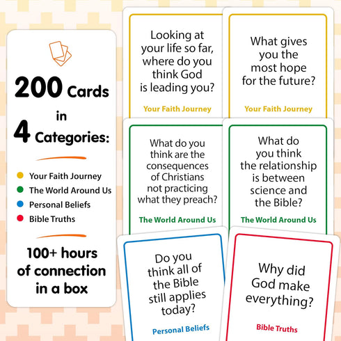 200 Conversation Cards for Christians - Fun Family Game Night, Bible Study, Perfect for Church Groups and Couples
