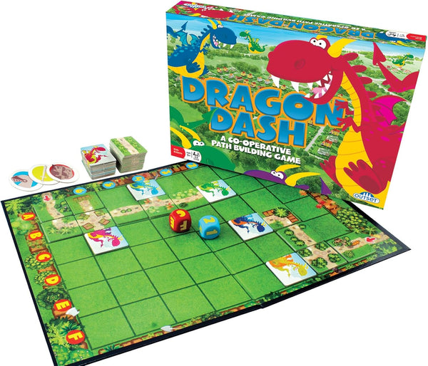 Dragon Dash - No Reading Required, Co-Operative Path Building Kids Board Game for Ages 5+, 2-6 Players