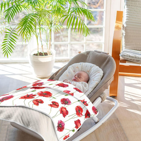 KICPOAY 30x40 Inch Swaddle Blanket for Red Poppy Flowers Baby Receiving Blanket Muslin Baby Swaddles Soft Cotton