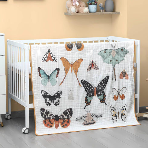 47 47 Inch Summer SmoothNovelty Butterfly Muslin Blanket x Warm Soft Cotton Muslin Swaddle Blanket, Boho Nursery