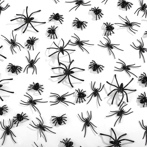 Civaner 120 Pieces Plastic Spiders Fake Tiny Realistic Prank Props for Home and Party Decorations (Black, 0.9 x 0.6'',