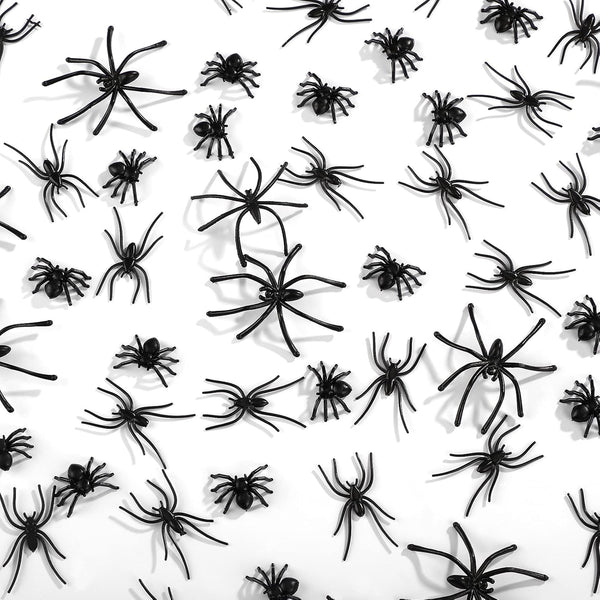 Civaner 120 Pieces Plastic Spiders Fake Tiny Realistic Prank Props for Home and Party Decorations (Black, 0.9 x 0.6'',