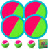 Outdoor Games for Kids Ages 4-8 - Toss and Catch Ball Set with 4 Paddles, 4 Balls, Storage Bag, Yard Fun
