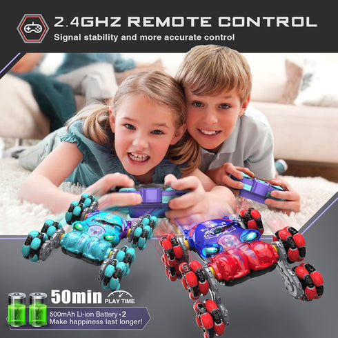 8WD 2.4GHz 8 9 10 11 12 Paaxido Remote Control Car, Gesture Sensing RC Car, RC Stunt Cars Boys Toys with Spray & Light