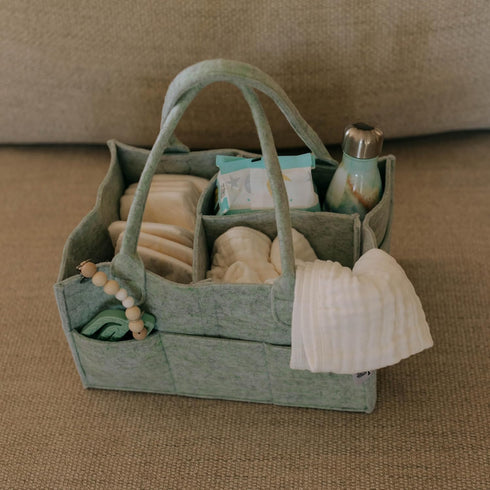 Parker Baby Diaper Caddy and Nursery Storage Bin - Removable Organizer Insert, Multi-Purpose Baby Essentials, Sage Green