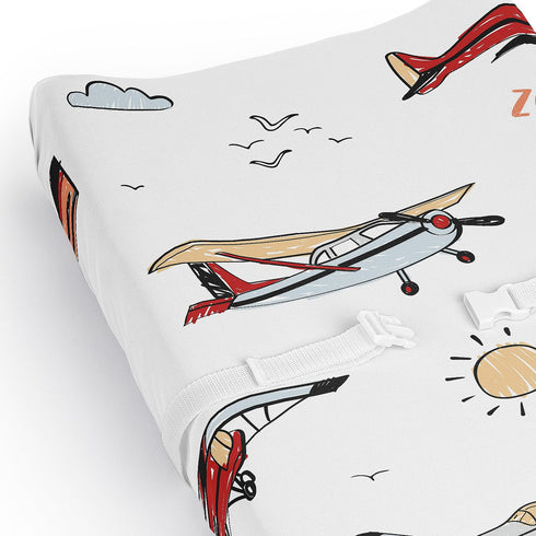 Sweet Jojo Designs Baby Changing Pad Cover Sheet (Vintage Airplane) for Boys, Infant/Newborn Diaper Change Table Mat