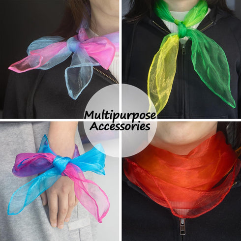 Novelty Place 12 Pcs Dance and Juggling Scarves - Gradient Colors Silk Square Scarf for Performance