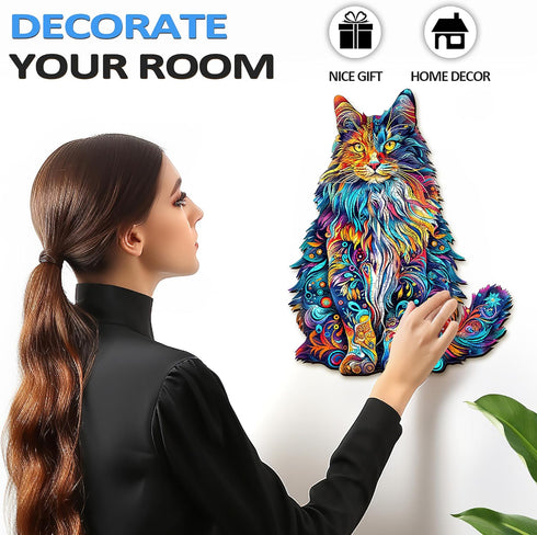 Wooden Puzzles for Adults: Cat Puzzles, 220 Pieces Fun Kitten Shaped Wood Puzzles - Christmas Halloween Gifts