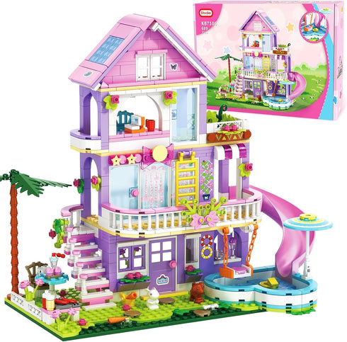 Sitodier Girls Building Blocks Set,689pcs Garden Villa House Building Block for Kids 6-12