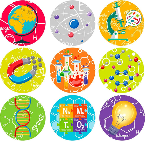 1800 Pcs Science Stickers for Kids, Teacher Reward Stickers, Science Party Favor Stickers for Chemistry Themes