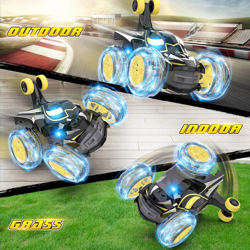 360 2.4GHz 3 4 5 6 7 8 9 10 11 12 Mafbeanl Remote Control Car Stunt RC Cars Rotating with Rechargeable Wheel Lights