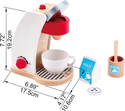 Set Set 3 Hape Wooden White Coffee Maker Kitchen with Accessories| Pretend Play Toy for Kids Ages Years & Up