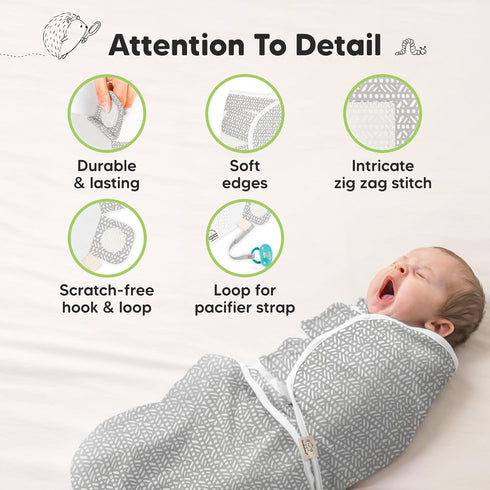 3-Pack 3-6 Set, 0-3 KeaBabies Swaddles for Newborns, Girls, Boys with Hats - Organic Soft Baby Sleep Sacks, Breathable