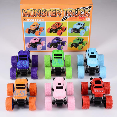Monster Truck Toys for Kids 3-8 Years Old, Friction Powered Party Favor Toy Cars, 6 Pack Sand Beach Gifts